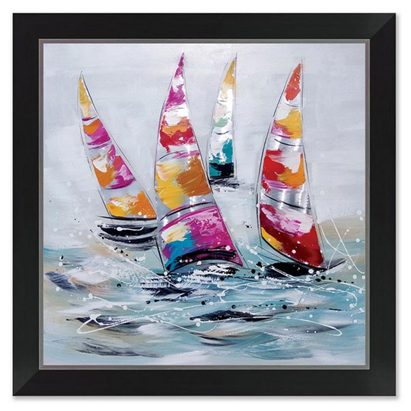 Tableau Contemporain Mer Voiliers Voiles M Tal Multicolore X Cm