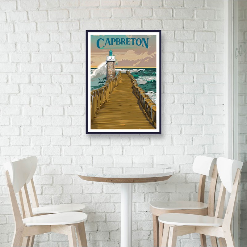 Affiche vintage tendance encadrée Travel poster CAPBRETON LE PORT