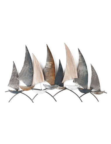 Sculpture murale voiliers métal bois déco marine