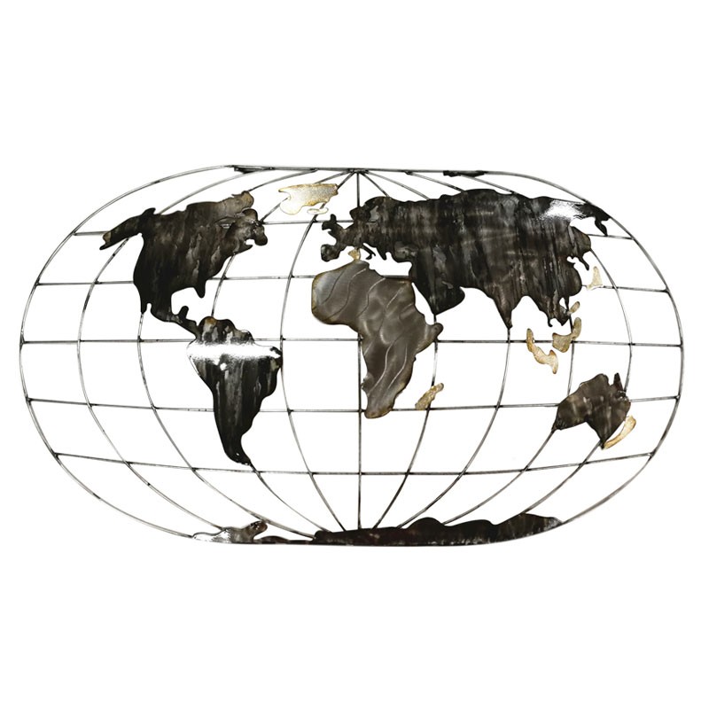 Déco murale cartes du monde en métal - MAPPEMONDE