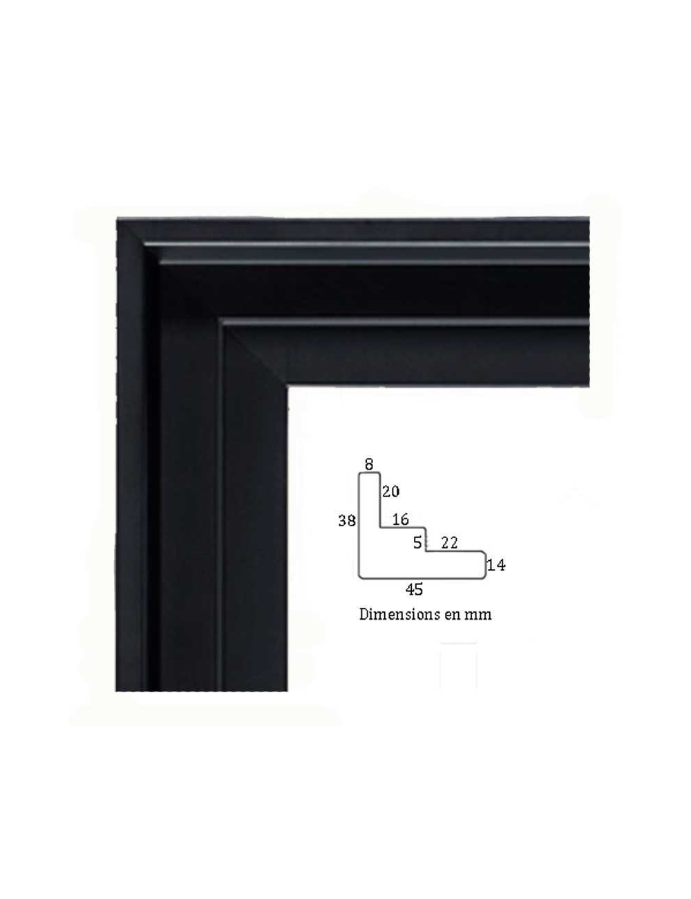 Cadre Caisse Américaine 65x100cm - Noir Et Or - Pour Toile Artistique - Bois 4cm