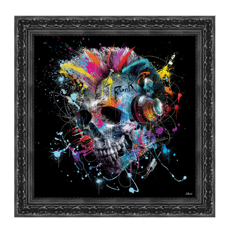 Tableau Design Sylvain Binet Skull Punk Impression Pvc Cadre Baroque