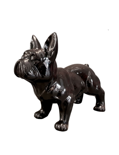 Sculpture bouledogue noir en résine pour déco intérieure et extérieure