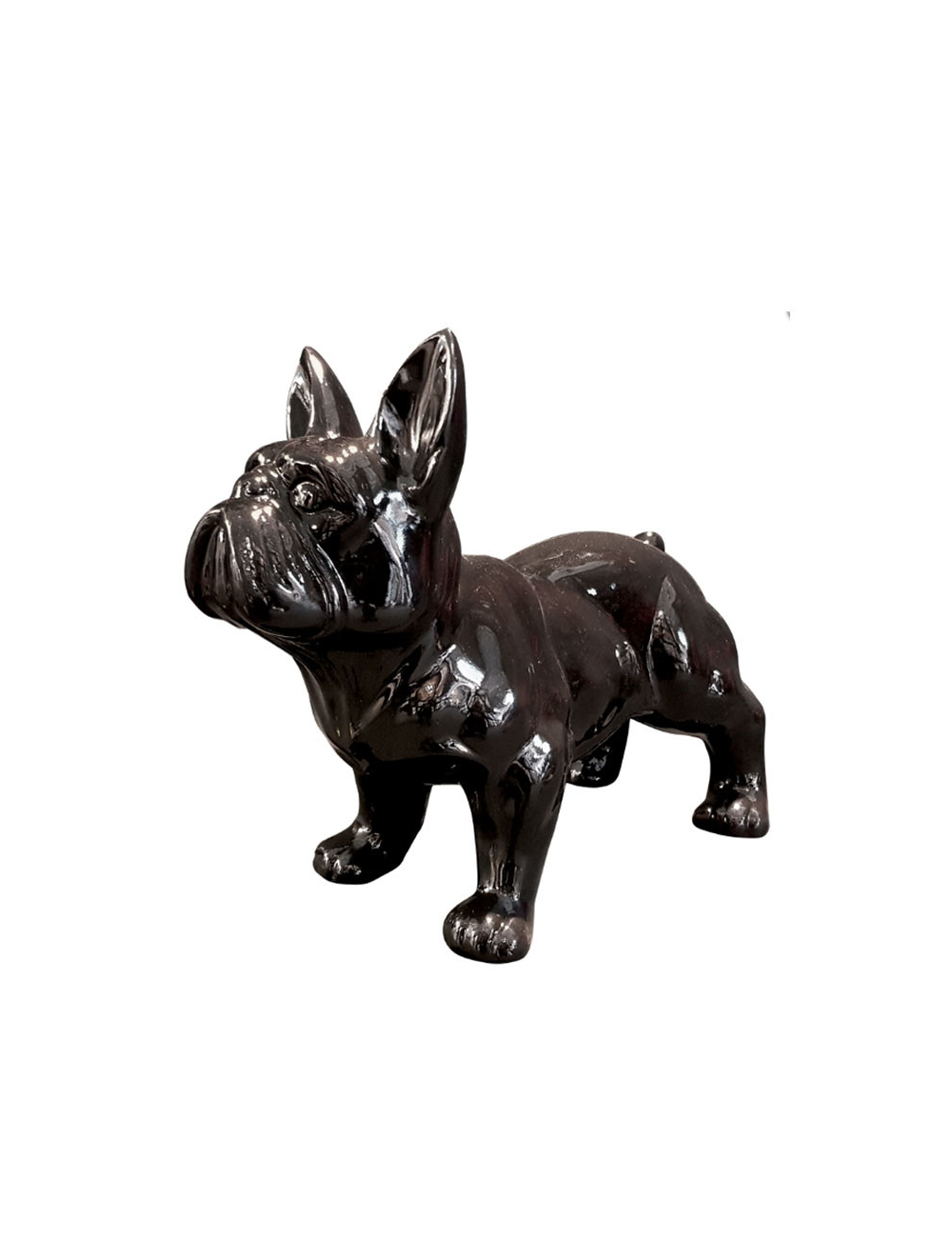 Sculpture bouledogue noir en résine pour déco intérieure et extérieure