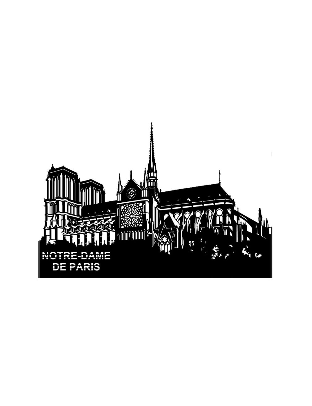 Sculpture murale Notre-Dame de Paris métal noir