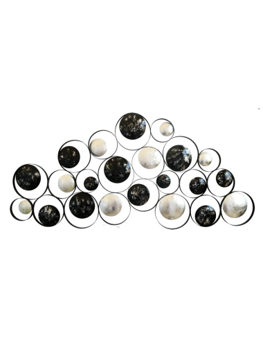 Sculpture murale métal noir et argent bulles design – grand format