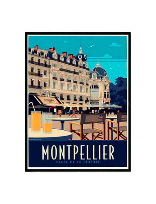 Poster Vintage Montpellier France – Impression Sur Toile 20x30 Cm – Décoration Murale Salon, Bureau, Chambre