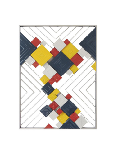 Sculpture murale géométrique métal coloré – design moderne