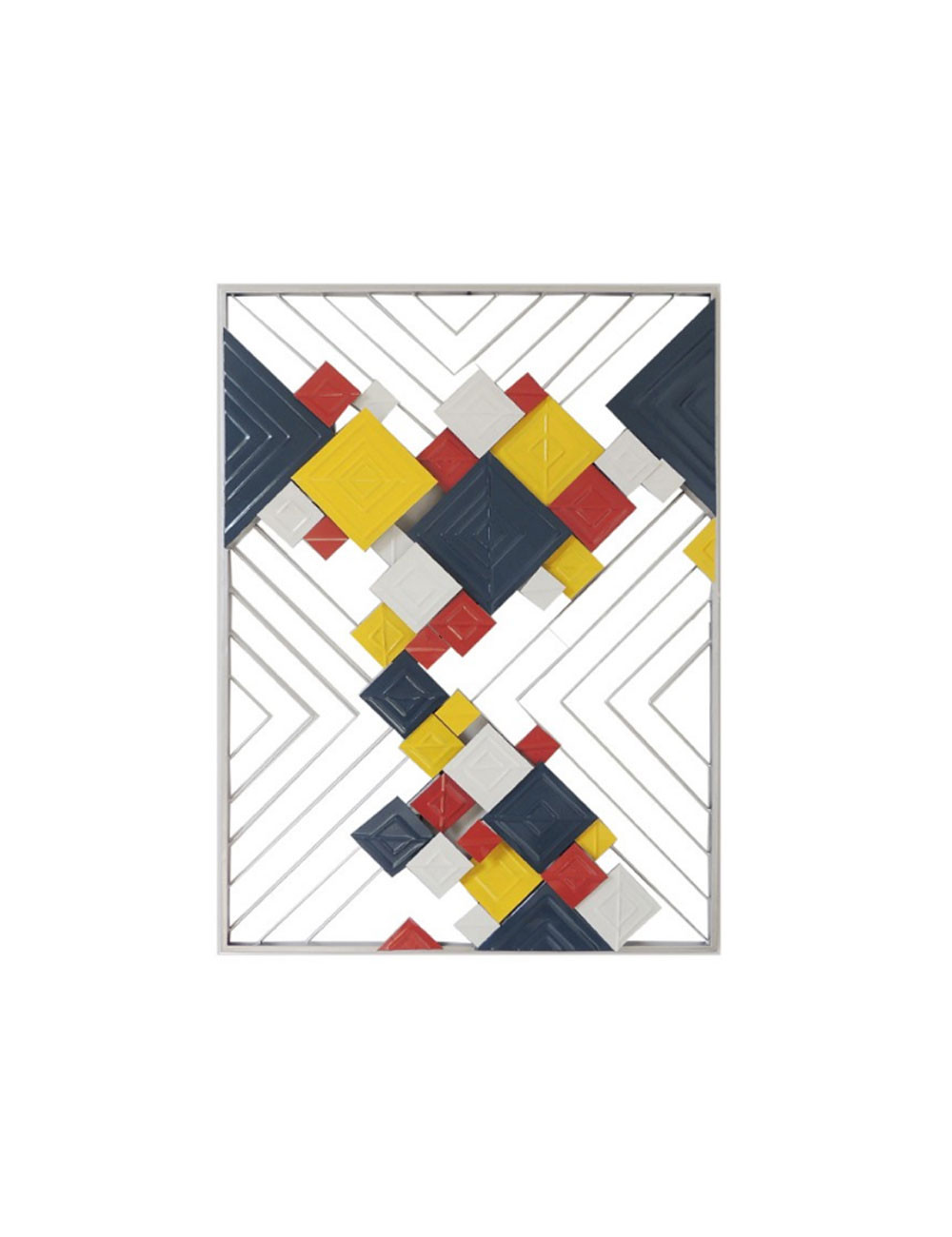 Sculpture murale géométrique métal coloré – design moderne