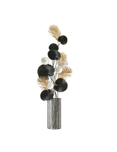 Sculpture murale bouquet métal noir et doré