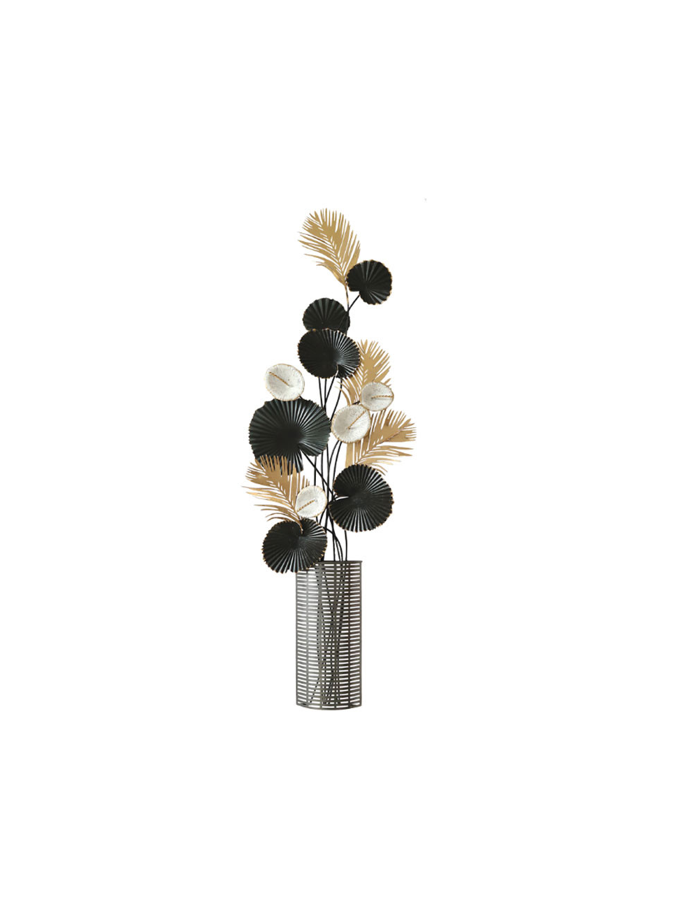 Sculpture murale bouquet métal noir et doré