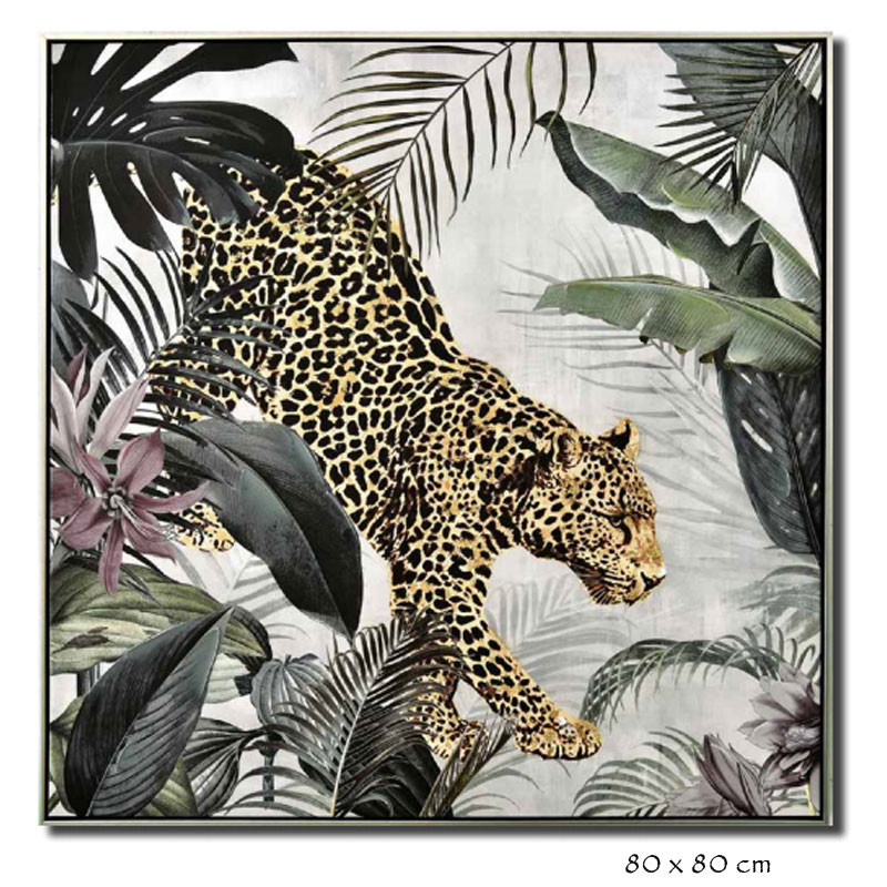 " Panthère, décor tropical ", tableau contemporain