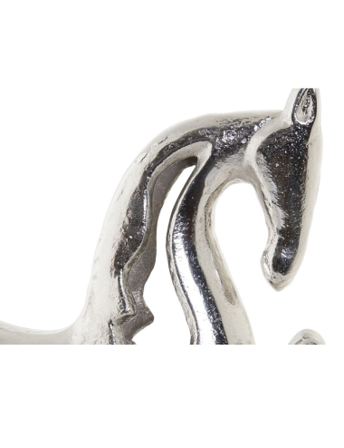 Sculpture cheval argenté moderne en aluminium 34x36 cm
