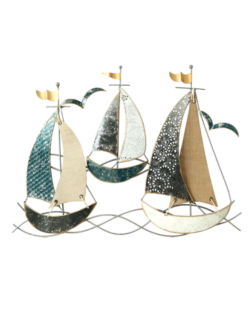 " Trois voiliers ", déco murale métal marine