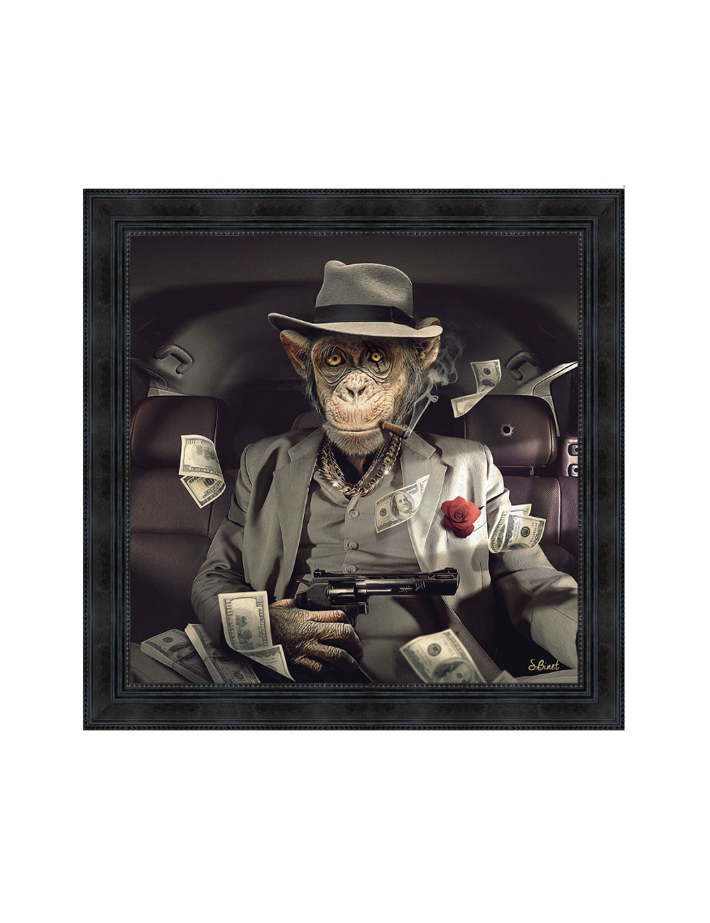 " Singe mafia" de Sylvain BINET, Tableau contemporain tendance " Singe mafia" de Sylvain BINET, Tableau contemporain tendance