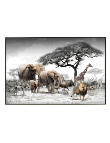 Tableau rétro savane africaine – toile animaux 80x120 cm