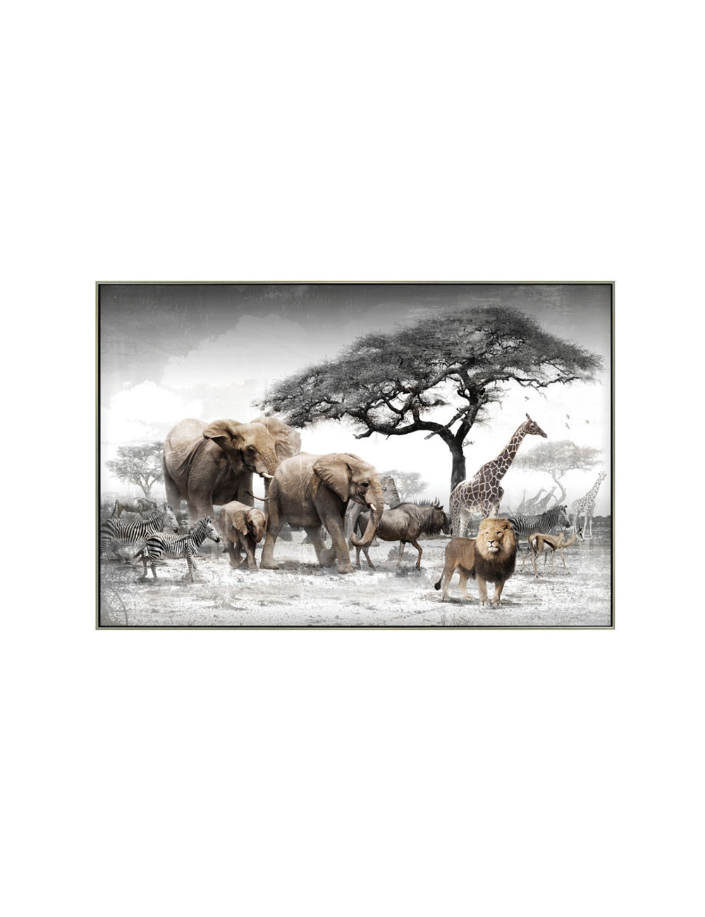 Tableau savane africaine rétro – animaux sauvages 80x120 cm