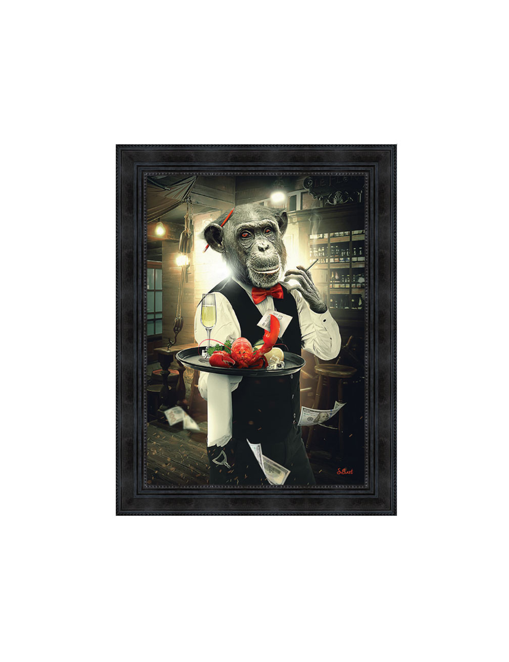" Singe serveur " de Sylvain BINET, Tableau design 50x70 " Singe serveur " de Sylvain BINET, Tableau design 50x70