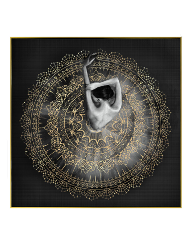 Tableau femme danseuse mandala doré – 80x80 cm