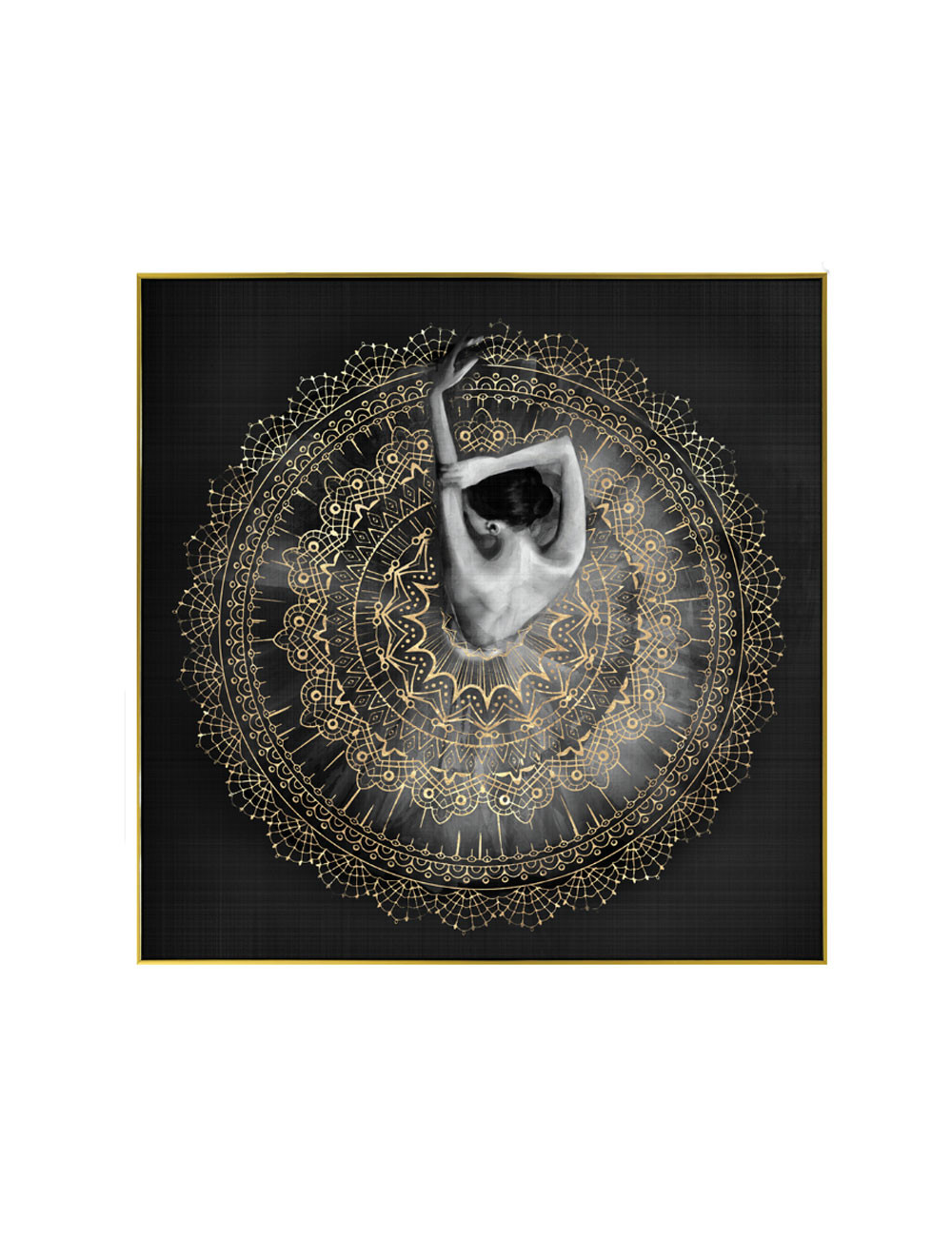 Tableau femme danseuse mandala doré – 80x80 cm