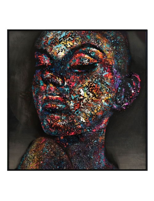 " Visage femme pigment ", Tableau contemporain 100x100