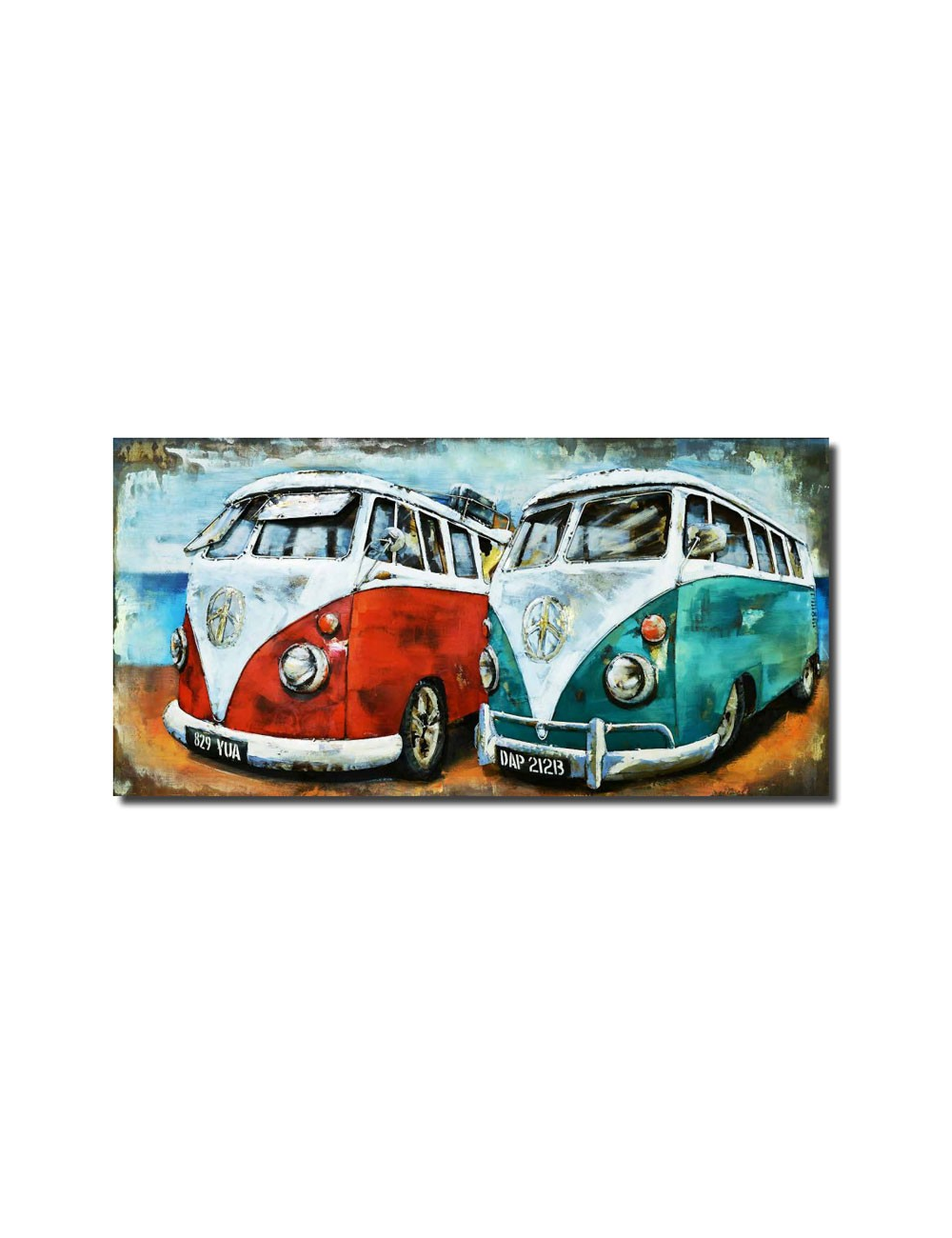 Tableau combi vintage en métal 3D – 70x140