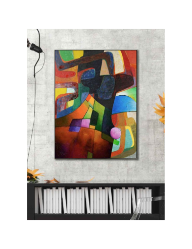 Toile abstraite colorée – Tableau encadré 80x120 cm