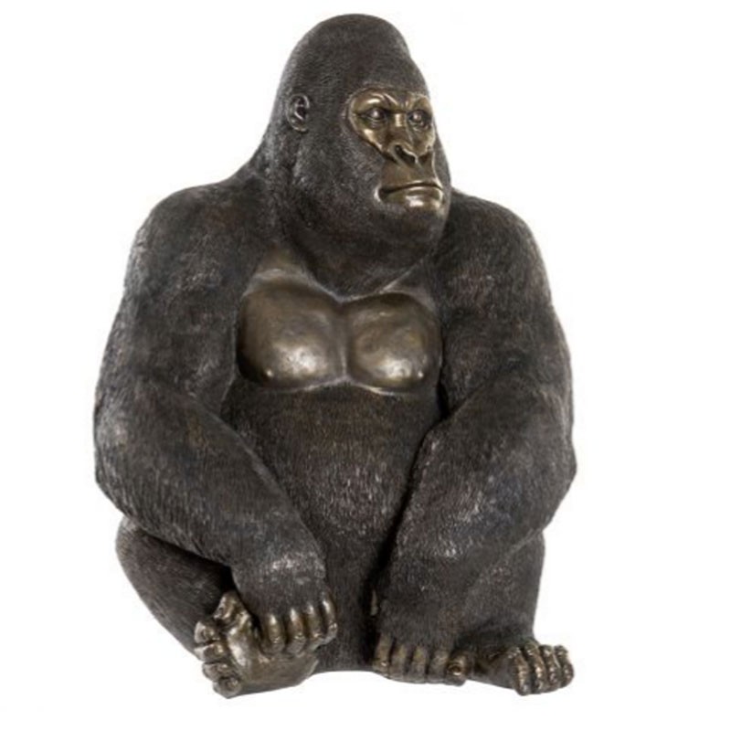 25 cm Statue en résine singe gorille fuchsia assis 