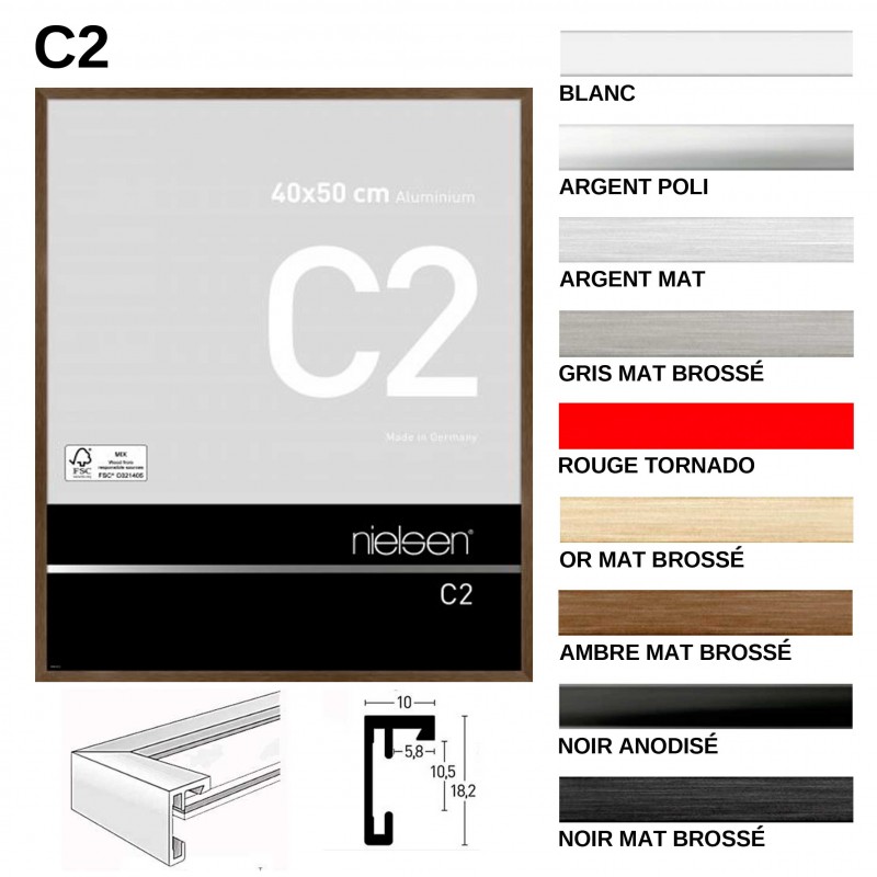 Cadre en aluminium C2 Noir Mat Brossé - 42 x 59,4 cm