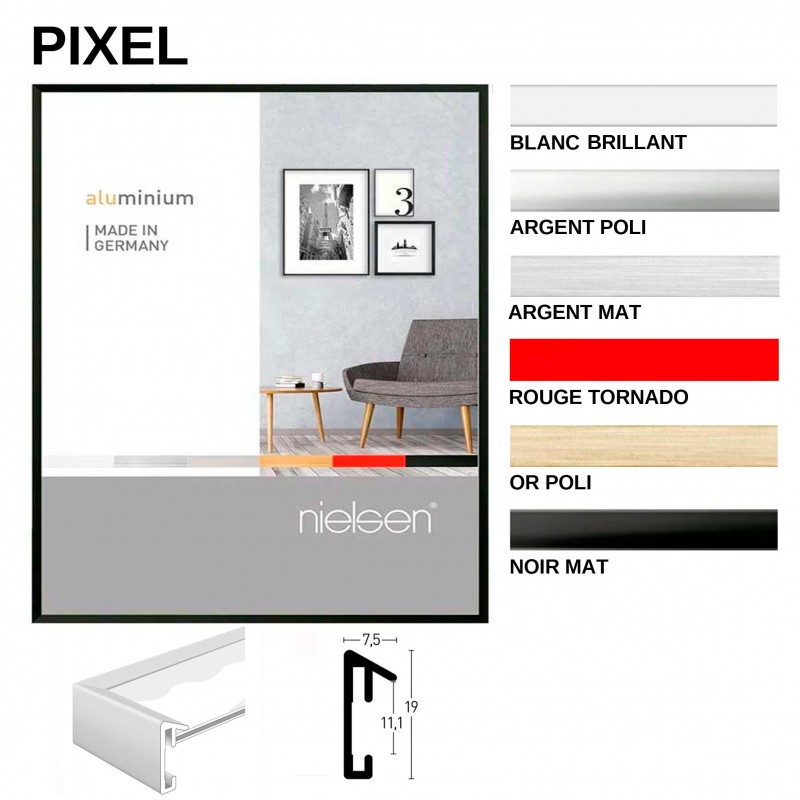 Nielsen Cadre en aluminium Pixel 50x70 cm - noir - verre standard