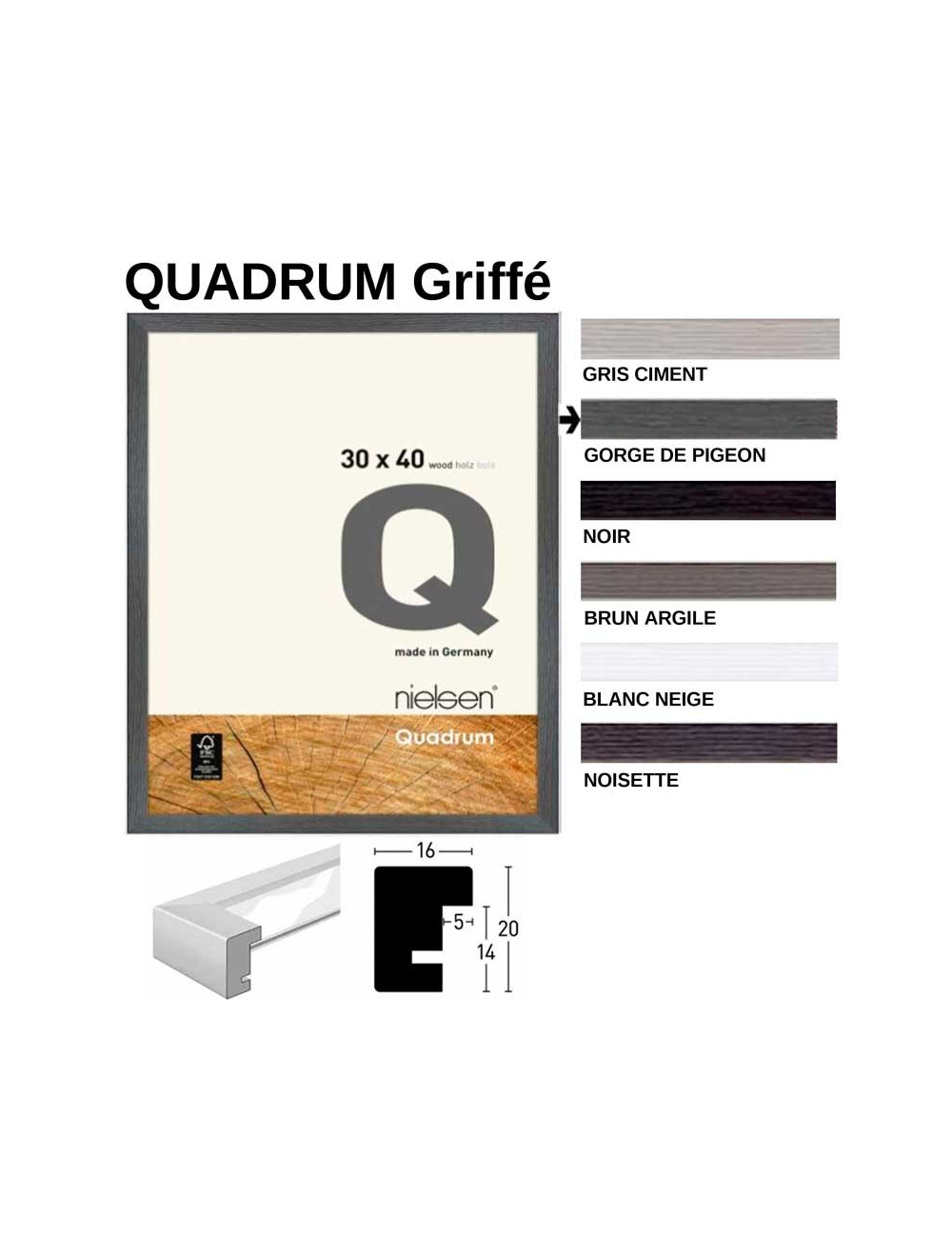 Cadre en bois Nielsen Quadrum griffé – certifié FSC®