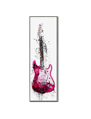 Tableau guitare rose – toile moderne 50x150 cm