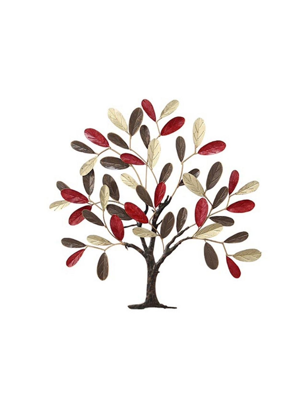Sculpture murale arbre métal rouge et beige
