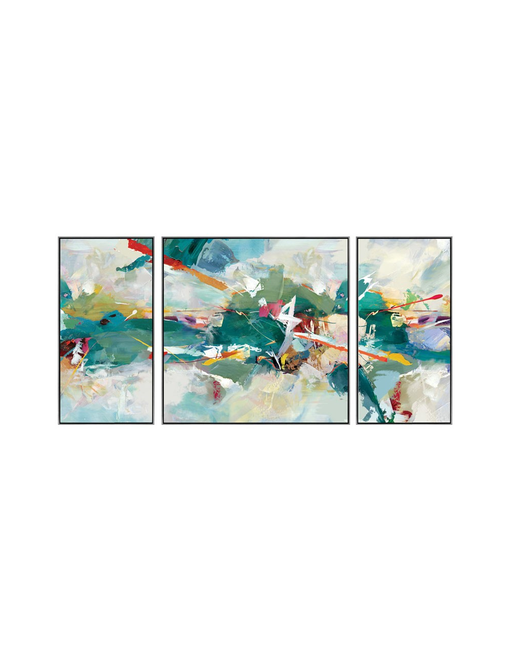 Triptyque abstrait coloré – Tableau encadré 80x160 cm