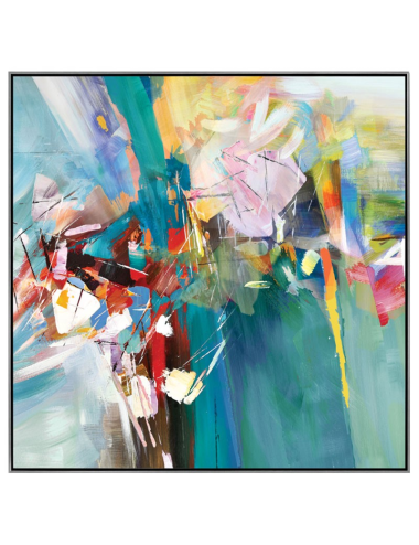 Tableau abstrait multicolore – Toile encadrée 80x80 cm