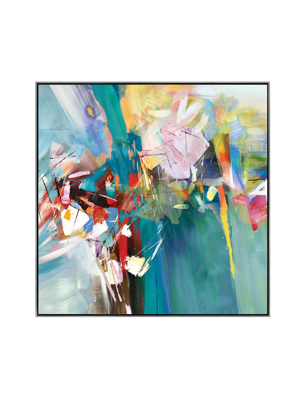 Tableau abstrait multicolore – Toile encadrée 80x80 cm