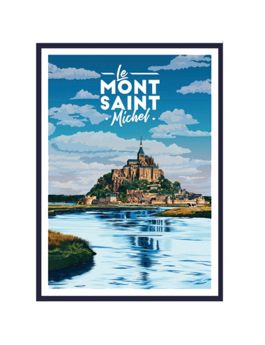 Affiche Mont-Saint-Michel vintage encadrée