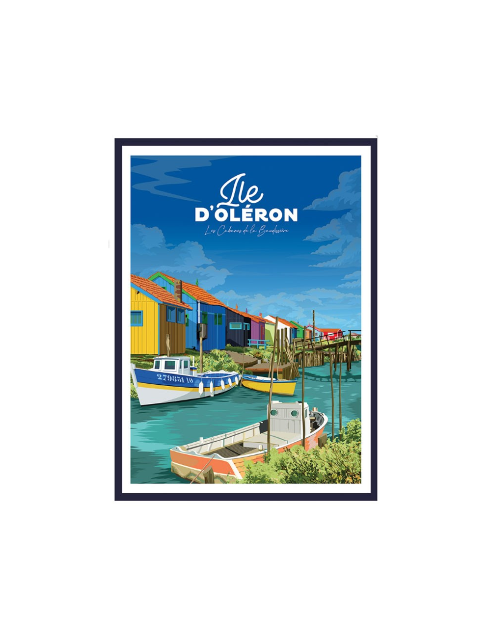 Affiche Île d’Oléron Cabanes Bord de Mer encadrée