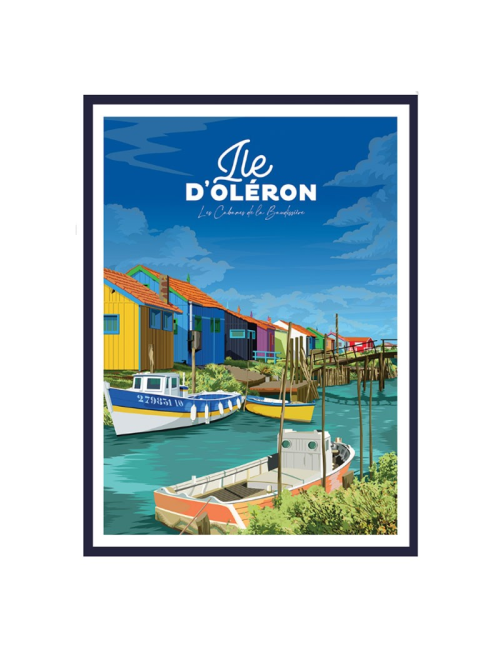 Affiche Île d’Oléron Cabanes Bord de Mer encadrée