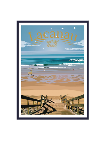 Affiche encadrée Lacanau Surf Beach poster océan