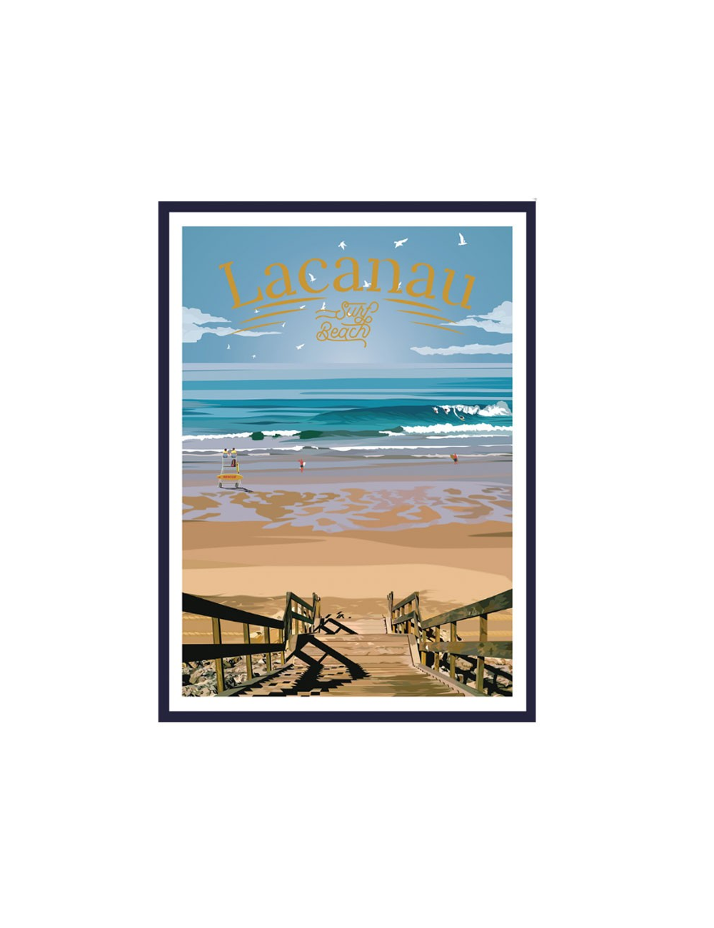 Affiche encadrée Lacanau Surf Beach poster océan