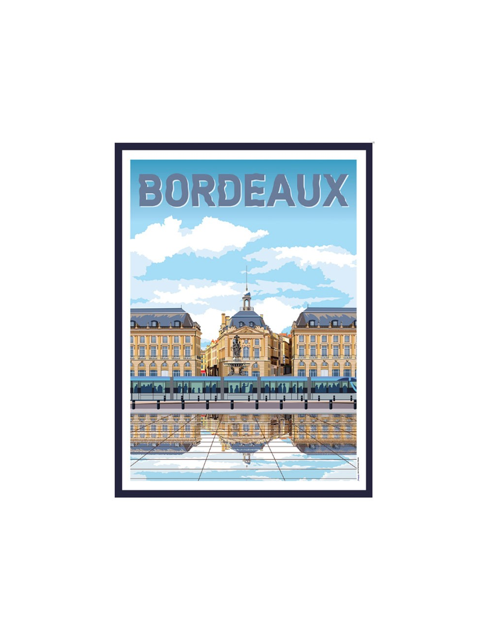 Affiche Bordeaux Place Bourse Miroir Encadrée