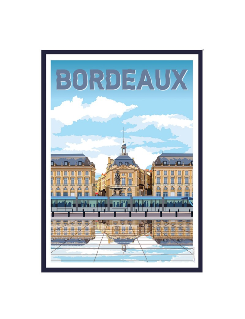 Affiche Bordeaux Place Bourse Miroir Encadrée