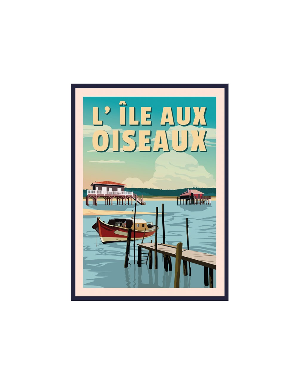 Affiche L’Île aux Oiseaux bassin encadrée