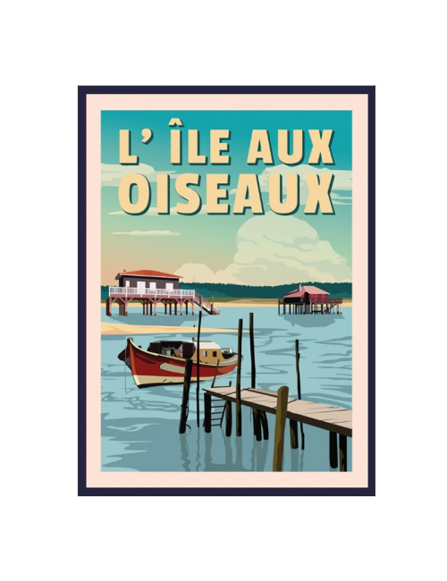 Affiche L’Île aux Oiseaux bassin encadrée