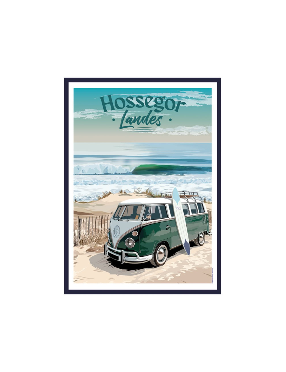 Affiche Hossegor vintage surf combi Landes encadrée