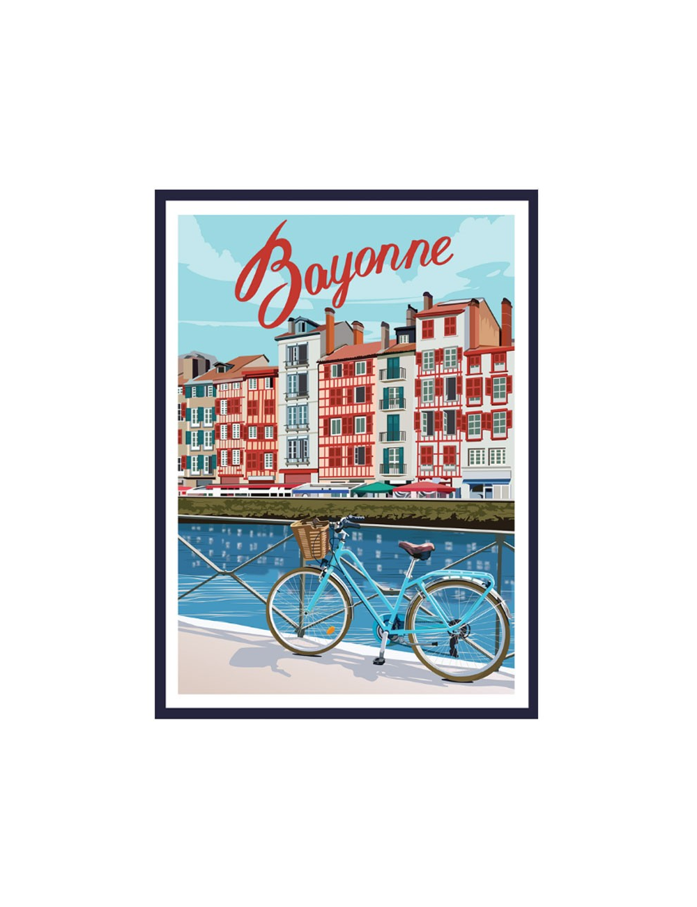 Affiche Bayonne vintage encadrée vélo Pays Basque
