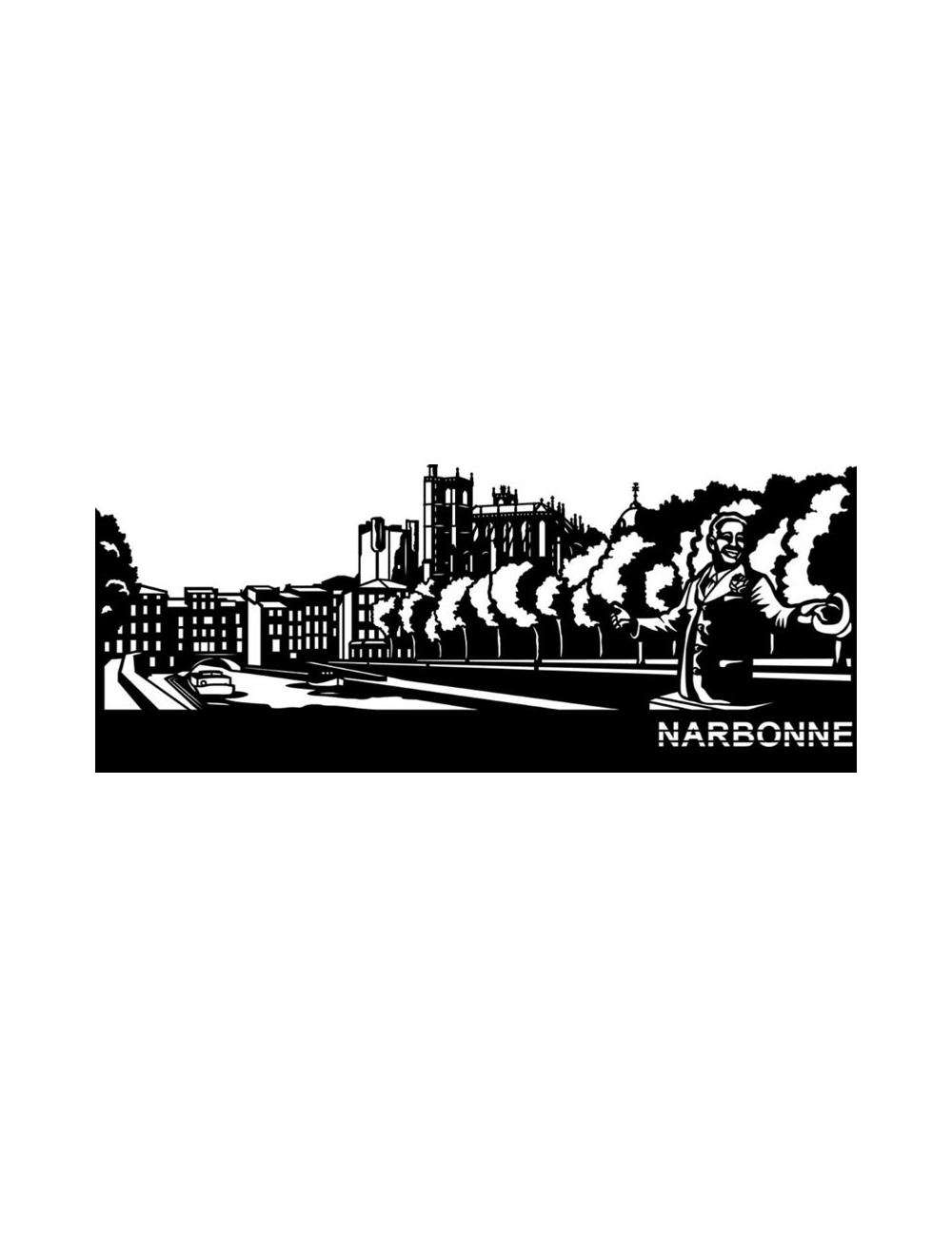 Sculpture murale Narbonne métal noir découpé au laser