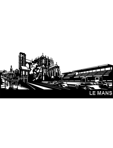 Sculpture murale Le Mans métal noir circuit design