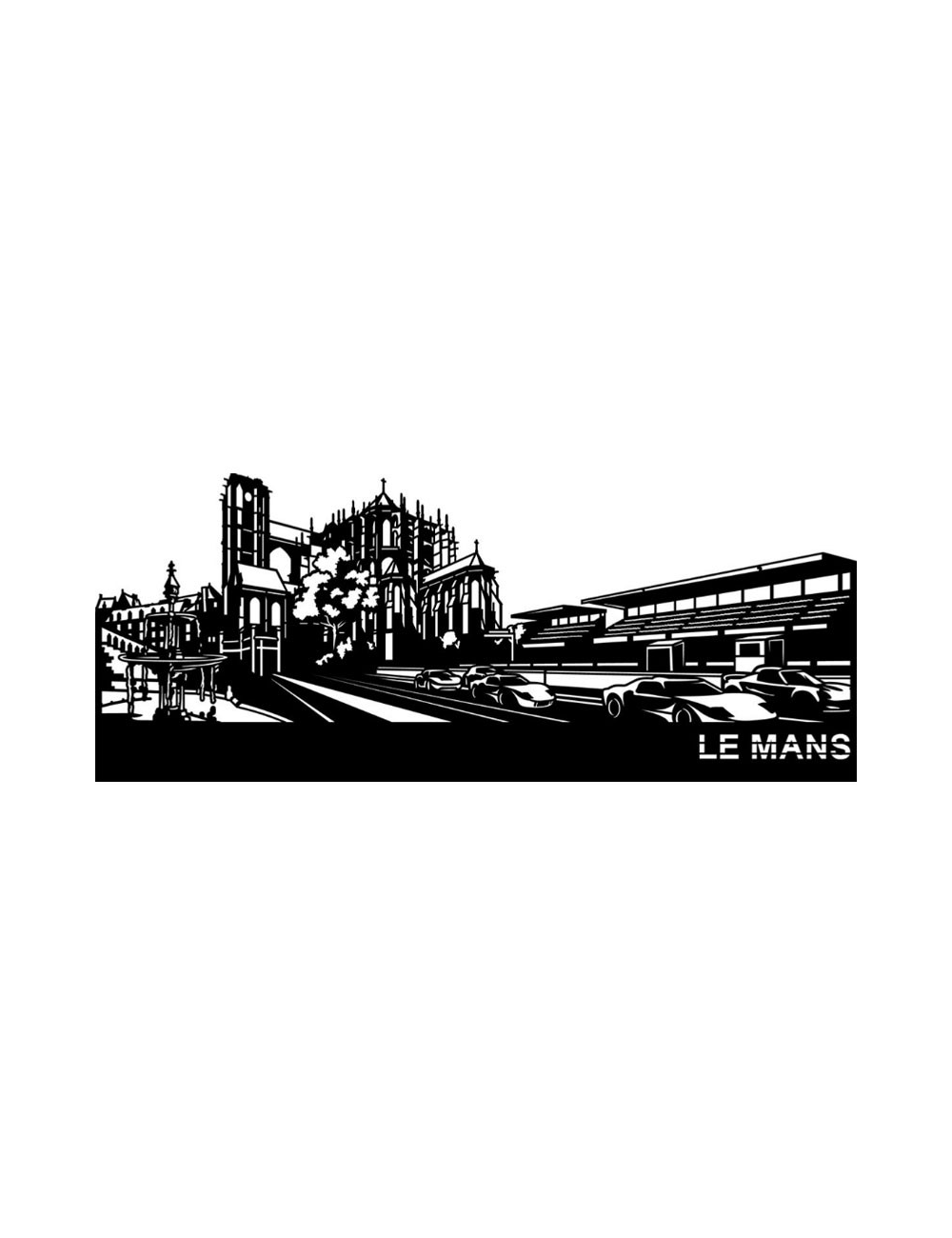Sculpture murale Le Mans métal noir circuit design